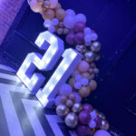 21st birthday party balloons and light up letters
